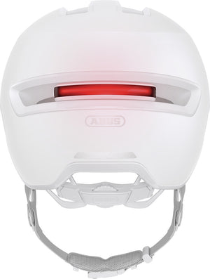 Abus hud-y pure white. Helt hvid cykelhjelm med LED lygte