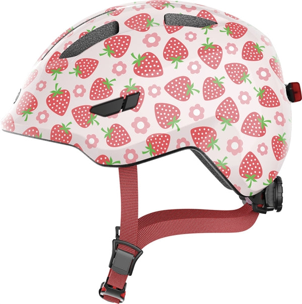 Abus Smiley 3.0 LED Rose Strawberry | cykelhjelm til børn. Aftagelig LED baglygte
