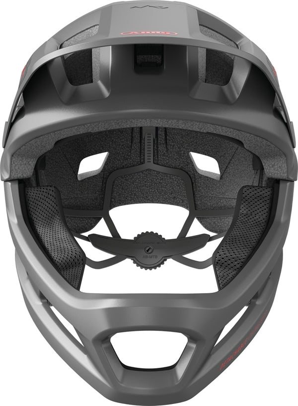Abus Youdrop FF Ti Silver 48-55 cm. Grå fullface cykelhjelm til børn med kæbebeskytter