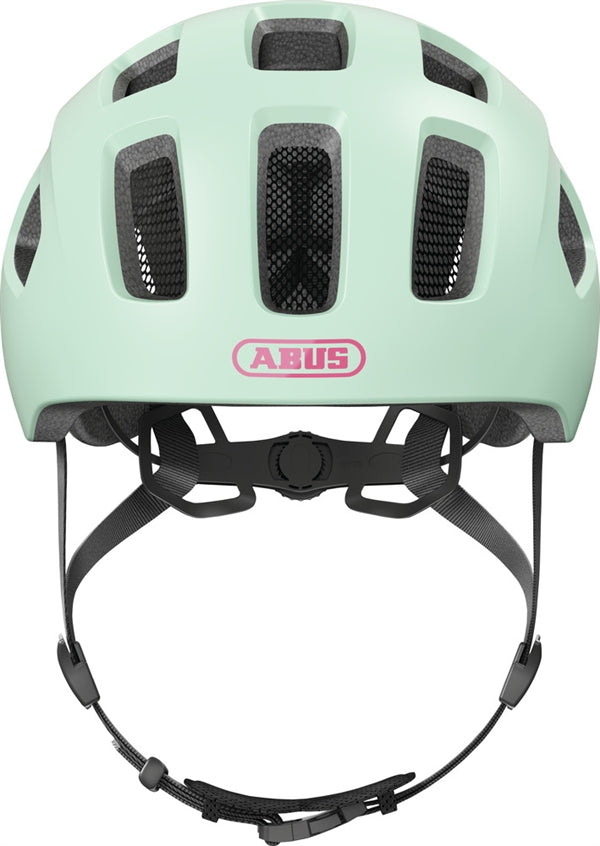 Abus Youn-I 2.0 Iced Mint LED lys | turkis cykelhjelm til børn og voksne med små hoveder